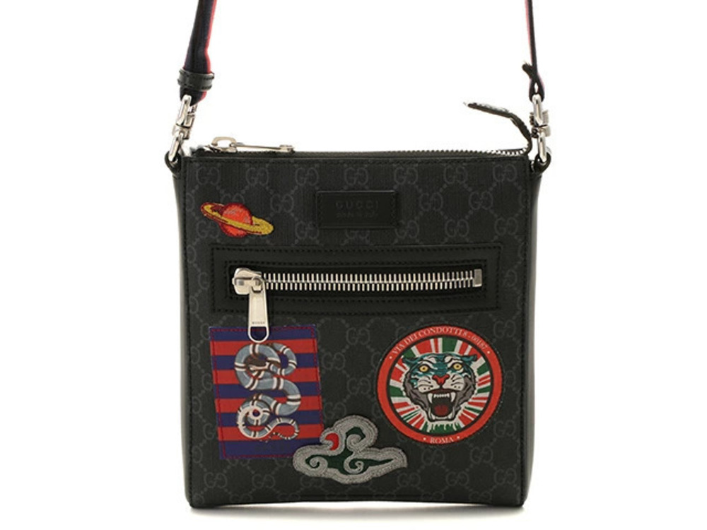 Gucci bag shoulder Courier GG Supreme Messenger calfskin black